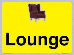 Lounge Dementia Friendly Yellow SIgn
